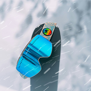 Winter image with ski and goggles - by Karsten Winegeart